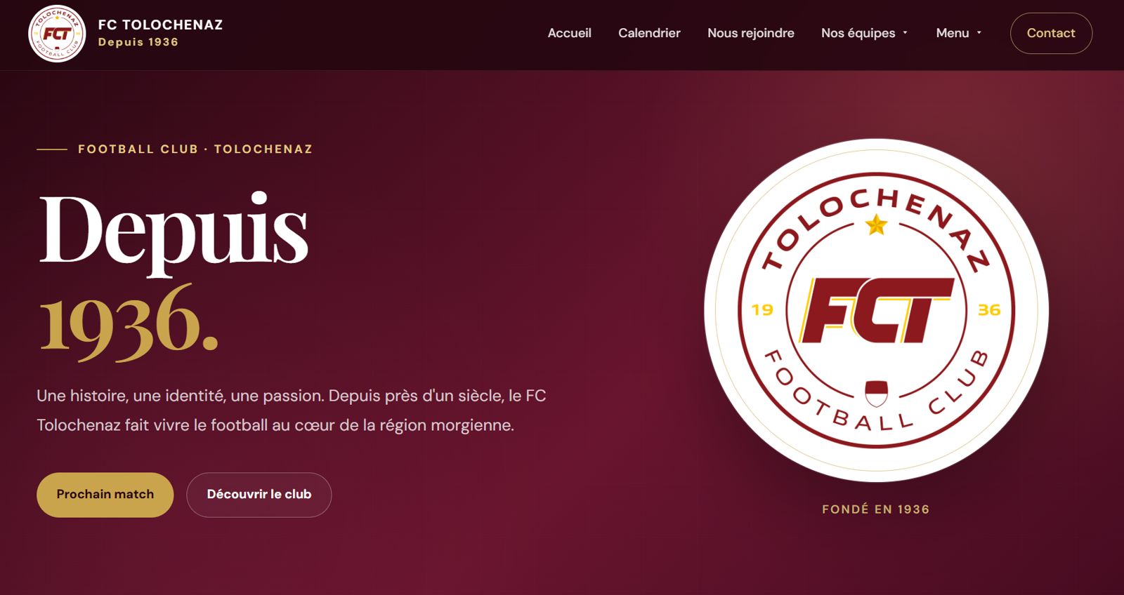 Site du FC Tolochenaz réalisé par NEXO